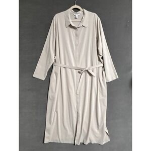Athleta Dress 2X Tan‎ White Striped Urbanite Shirt Stretch Midi Capsule Career